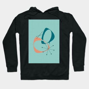 Mid Century Modern Abstract in Teal and Orange Hoodie